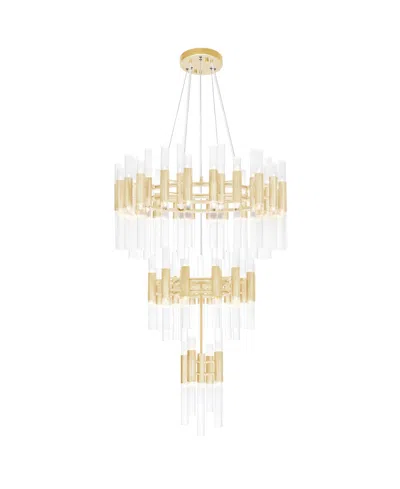 Cwi Lighting 42" Metal Orgue 123 Light Chandelier In Satin Gold