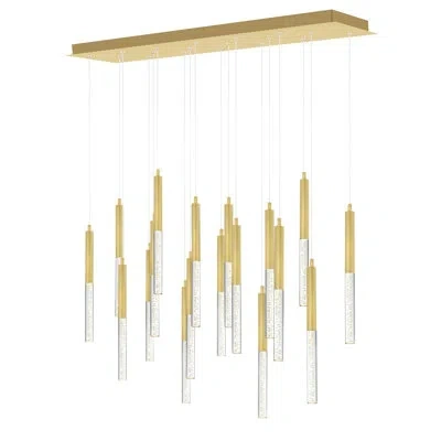 Cwi Lighting 48'' Chandelier For Dining Room, Living Room, Or Entryway – Integrated Led Modern Light Fixture In Brass