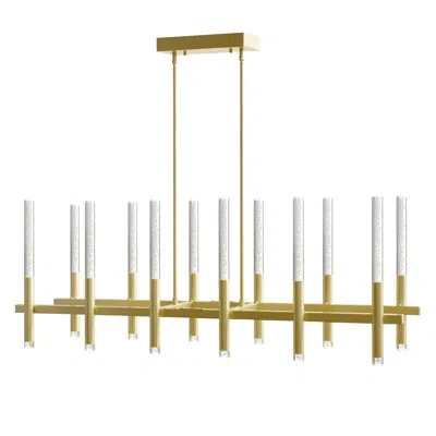 Cwi Lighting 48'' Integrated Led Island/pool Table Light – Adjustable Height, Modern Linear Chandelier – Ideal Fo In Brass