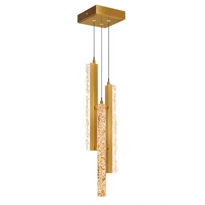 Cwi Lighting 6'' Modern Led Mini Pendant Light With Textured Handmade Glass Small Hanging Fixture For Kitchen Isl In Brass
