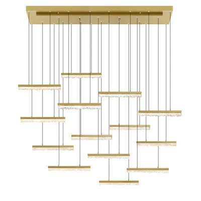 Cwi Lighting 60in Led Chandelier With Textured Handmade Glass – Modern Ceiling Light Fixture For Dining Room, Liv In Brass