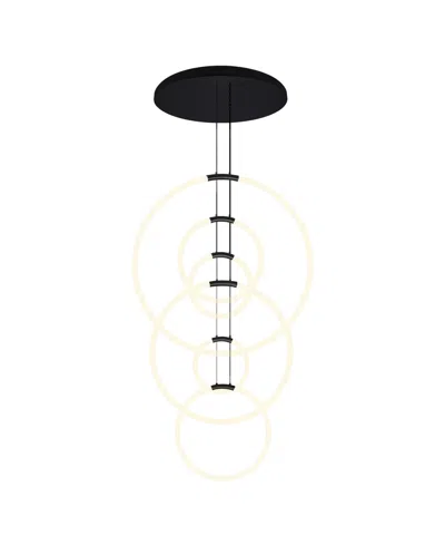 Cwi Lighting 63" Metal Hoops 6 Light Led Chandelier In Black