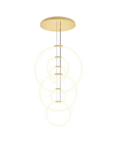 Cwi Lighting 63" Metal Hoops 6 Light Led Chandelier In Gold