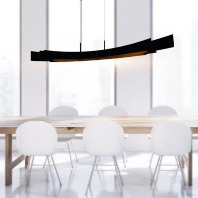 Cwi Lighting 72" Chandelier With Integrated Led - Modern Linear Ceiling Light Fixture, Adjustable Height, Dimmabl In Black