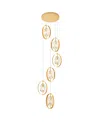 Cwi Lighting 82" Metal Iris 6 Light Pendant In Sun Gold