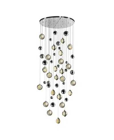 Cwi Lighting 89" Metal Salvador Led Integrated Chandelier In Silver
