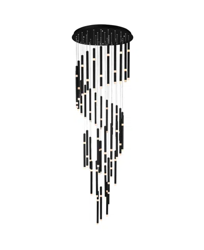 Cwi Lighting 90" Metal Flute 54 Light Led Chandelier In Black