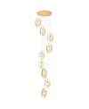 Cwi Lighting 98" Metal Iris 9 Light Pendant In Sun Gold