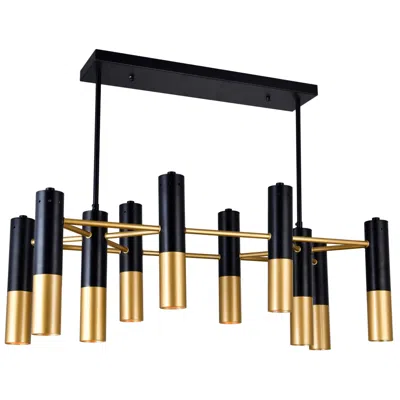 Cwi Lighting Anem 10 Light Matte Black & Satin Gold Down Chandelier