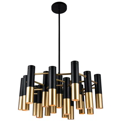 Cwi Lighting Anem 19 Light Matte Black & Satin Gold Finish Down Chandelier