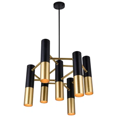 Cwi Lighting Anem 7 Light Matte Black & Satin Gold Down Chandelier