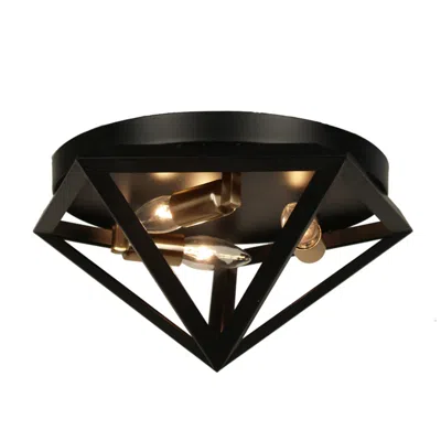 Cwi Lighting Archello 12" Wide Matte Black 3-light Ceiling Light In Multi