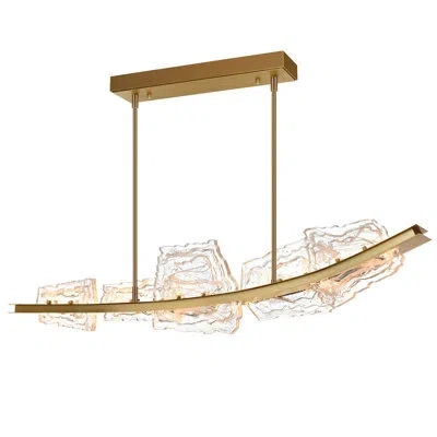 Cwi Lighting Arcus Integrated Led 50in Chandelier With Handcrafted Glass In Brass