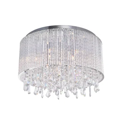 Cwi Lighting Benson 6 Light Drum Shade Flush Mount With Chrome Finish