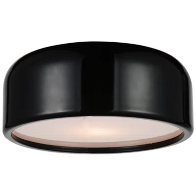 Cwi Lighting Campton 2 Light 14in Black Drum Shade Flush Mount