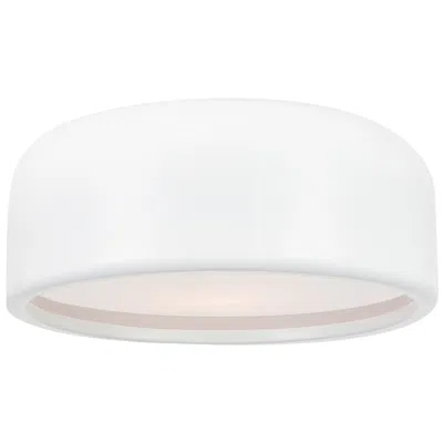 Cwi Lighting Campton 2 Light 14in White Drum Shade Flush Mount In Brown