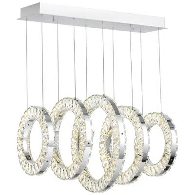 Cwi Lighting Celina Integrated Led 26in 5 Ring Chrome Chandelier