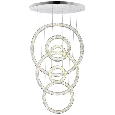 Cwi Lighting Celina Integrated Led 34in 6 Ring Chrome Chandelier