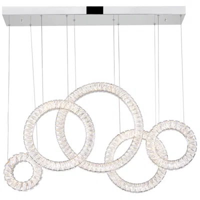 Cwi Lighting Celina Integrated Led 43in 5 Ring Chrome Chandelier