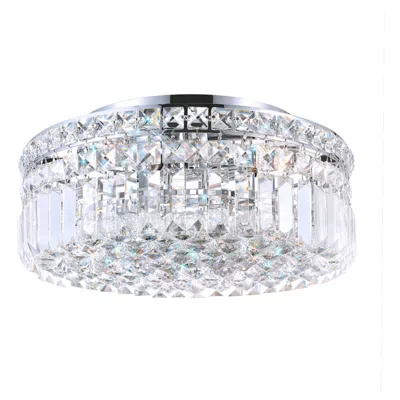 Cwi Lighting Colosseum 4 Light 14in Chrome Flush Mount With Crystals