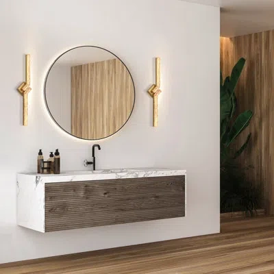 Cwi Lighting Contour Integrated Led 33in Indoor-outdoor Wall Light With Handcrafted Glass In Brass