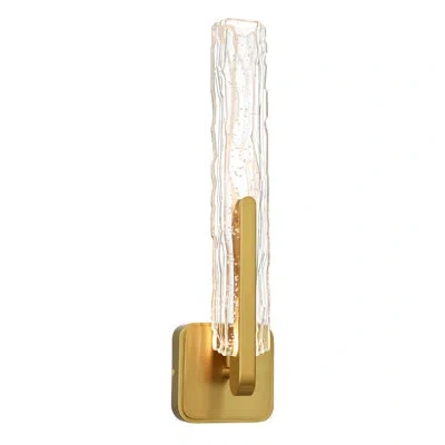 Cwi Lighting Curva Integrated Led 19in Indoor-outdoor Wall Light With Handcrafted Glass In Brass