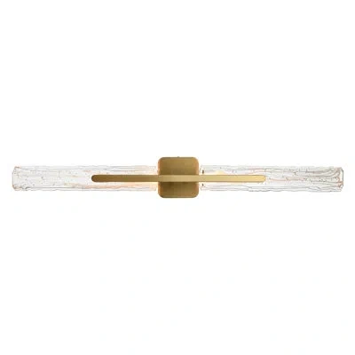 Cwi Lighting Curva Integrated Led 36in Indoor-outdoor Wall Light With Handcrafted Glass In Brass