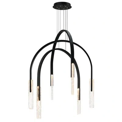Cwi Lighting Curva Integrated Led 38in Chandelier With Handcrafted Glass In Black