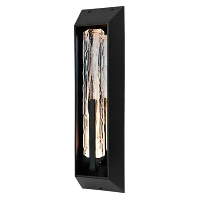 Cwi Lighting Curva Integrated Led Sand Black Outdoor Wall Light With Handcrafted Glass In Sable Noir;sand Black