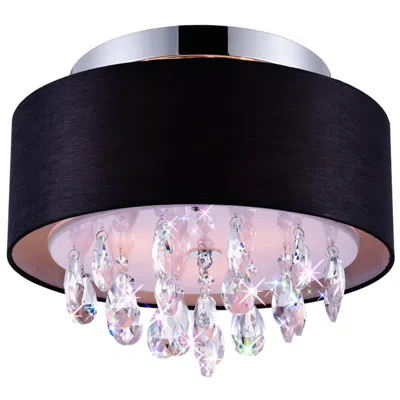 Cwi Lighting Dash 3 Light 14in Chrome Flush Mount With Black Shade