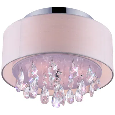 Cwi Lighting Dash 3 Light 14in Chrome Flush Mount With Off White Shade