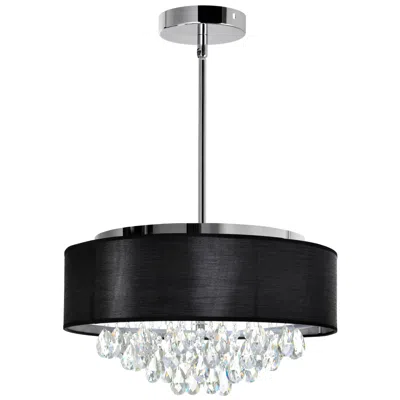 Cwi Lighting Dash 4 Light 18in Chrome Chandelier With Black Shade
