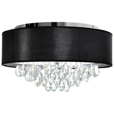 Cwi Lighting Dash 4 Light 18in Chrome Flush Mount With Black Shade