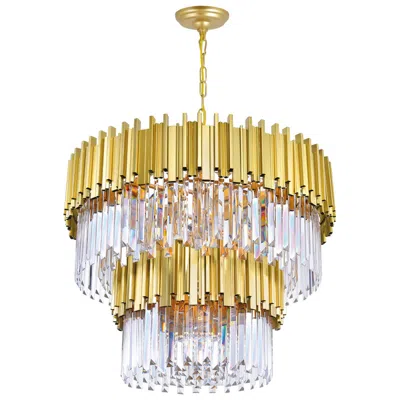 Cwi Lighting Deco 12 Light Medallion Gold Down Chandelier