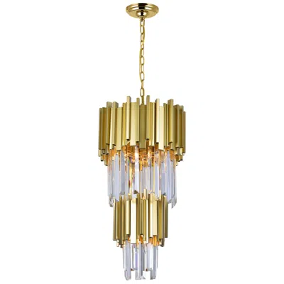 Cwi Lighting Deco 4 Light 12in Medallion Gold Down Mini Chandelier