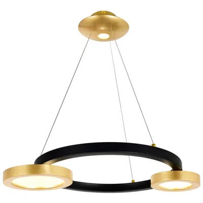 Cwi Lighting Deux Lunes Integrated Led 20in Sun Gold & Black Chandelier