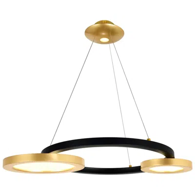 Cwi Lighting Deux Lunes Integrated Led 29in Sun Gold & Black Chandelier