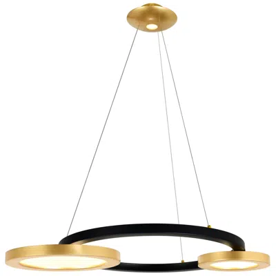 Cwi Lighting Deux Lunes Integrated Led 37in Sun Gold & Black Chandelier