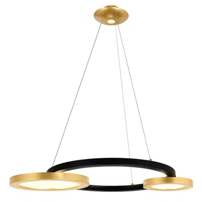 Cwi Lighting Deux Lunes Led Chandelier With Sun Gold & Black Finish Lumens 1092 In Multi