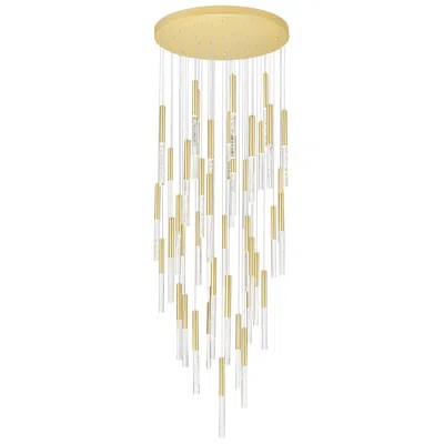 Cwi Lighting Dragonswatch Integrated Led 32in 45 Pendant Satin Gold Chandelier