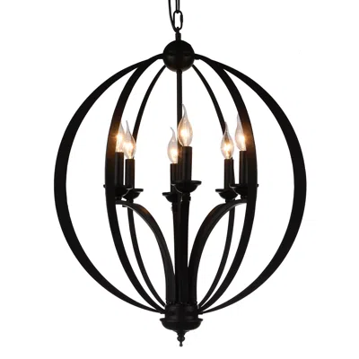 Cwi Lighting Drift 6 Light Up Chandelier With Black Finish