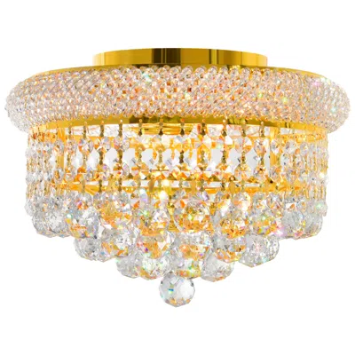 Cwi Lighting Empire 3 Light 12in Gold Flush Mount With Crystals
