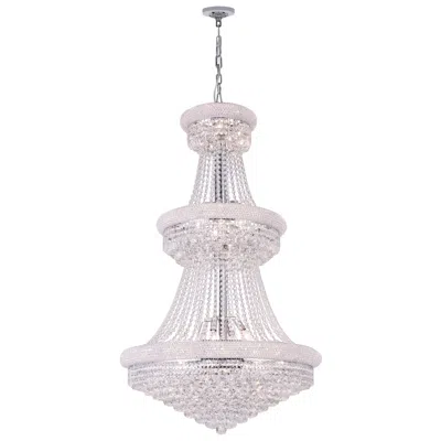 Cwi Lighting Empire 32 Light 30in Chrome Down Chandelier With Crystals In Gray