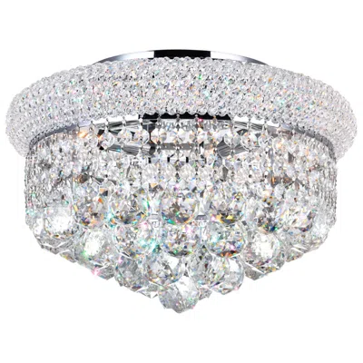 Cwi Lighting Empire 4 Light 14in Chrome Flush Mount With Crystals