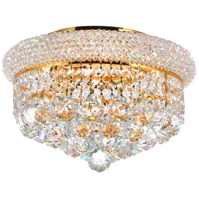 Cwi Lighting Empire 4 Light 14in Gold Flush Mount With Crystals