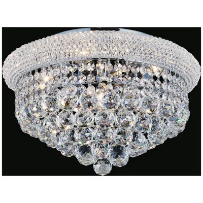 Cwi Lighting Empire 5 Light 18in Chrome Flush Mount With Crystals