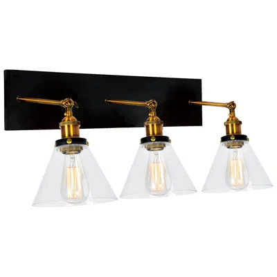 Cwi Lighting Eustis 3 Light 24in Black & Gold Wall Sconce