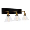 Cwi Lighting Eustis 3 Light Wall Sconce With Black & Gold Brass Finish