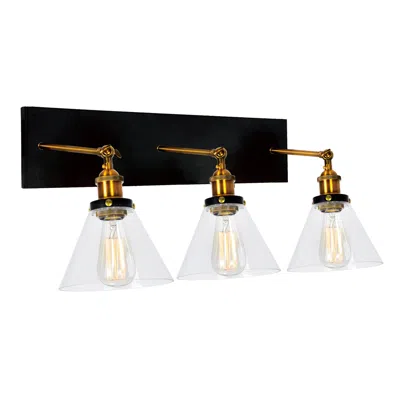 Cwi Lighting Eustis 3 Light Wall Sconce With Black & Gold Brass Finish