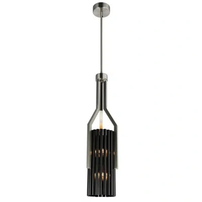 Cwi Lighting Fermont 6 Light Stain Nickel And Pearl Black Mini Pendant In Stain Nickel,pearl Black